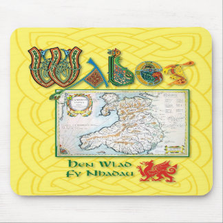 Mousepad Tapete do rato histórico do mapa de Wales