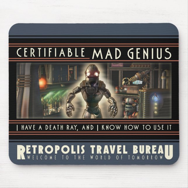 Mousepad Tapete do rato louco Certifiable do gênio (Frente)