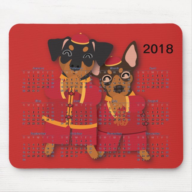 Mousepad Tapete do rato mínimo chinês do calendário do Pin (Frente)
