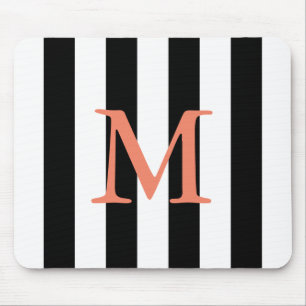 Mousepad Tapete do rato monogrammed da listra preto e