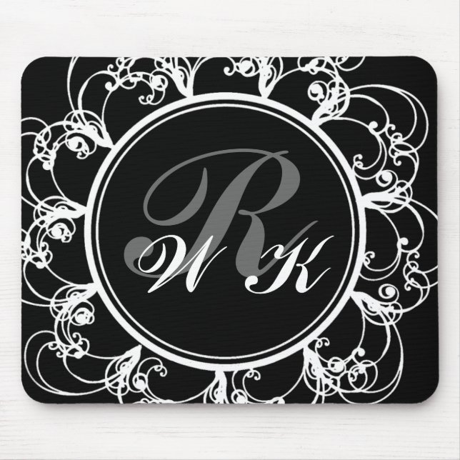 Mousepad Tapete do rato Monogrammed extravagante (Frente)