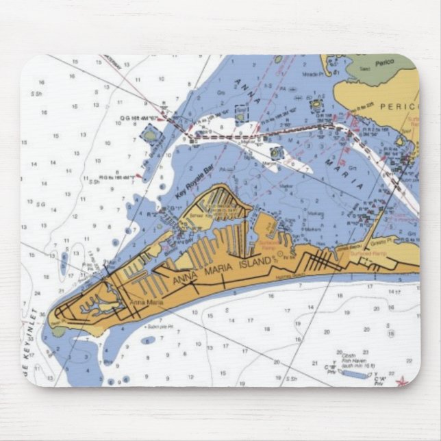 Mousepad Tapete do rato náutico da carta da ilha de Anna (Frente)