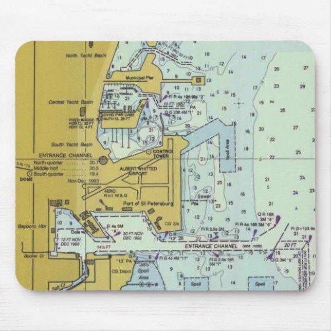Mousepad Tapete do rato náutico da carta do porto de St (Frente)