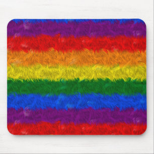 Mousepad Tapete do rato peludo do arco-íris do falso