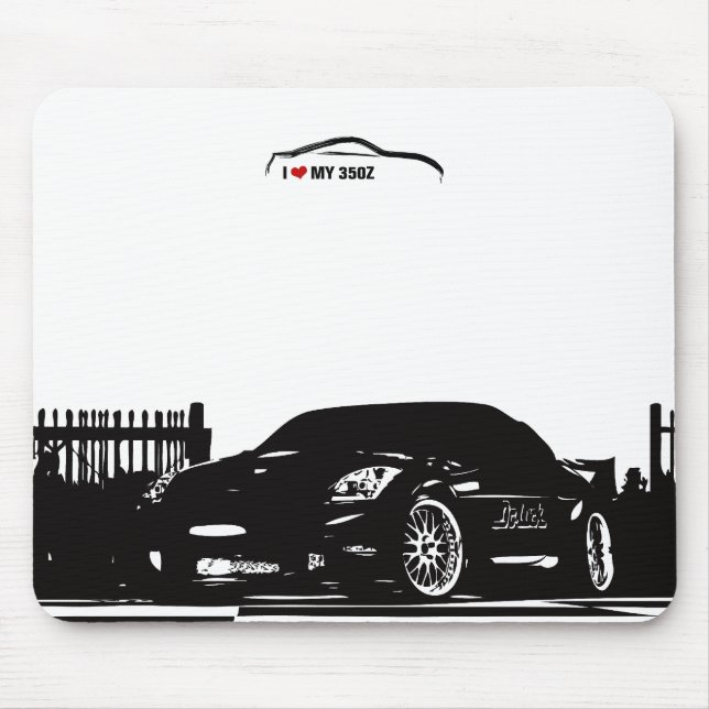 Mousepad Tapete do rato preto de Nissan 350Z (Frente)