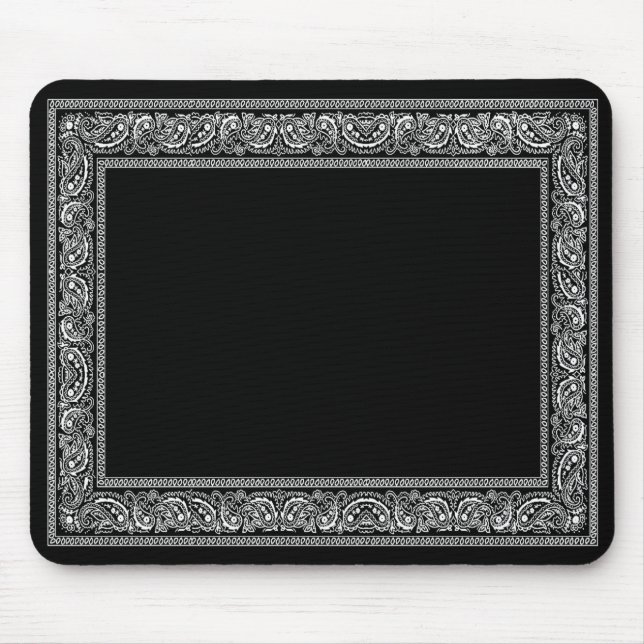 Mousepad Tapete do rato preto do Bandana de Paisley (Frente)