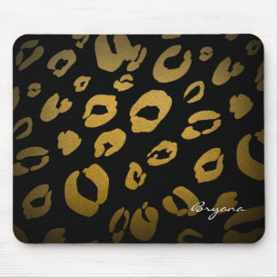 Mousepad Tapete do rato preto Dourado do impressão animal