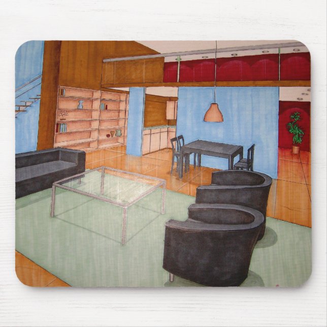 Mousepad Tapete do rato rendido da sala (Frente)