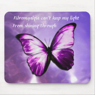 Mousepad Tapete do rato roxo da borboleta da fibromialgia