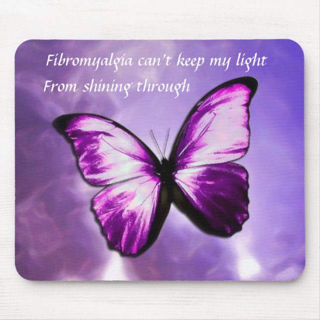 Mousepad Tapete do rato roxo da borboleta da fibromialgia (Frente)