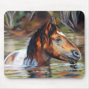 Mousepad Tapete do rato selvagem do cavalo de rio