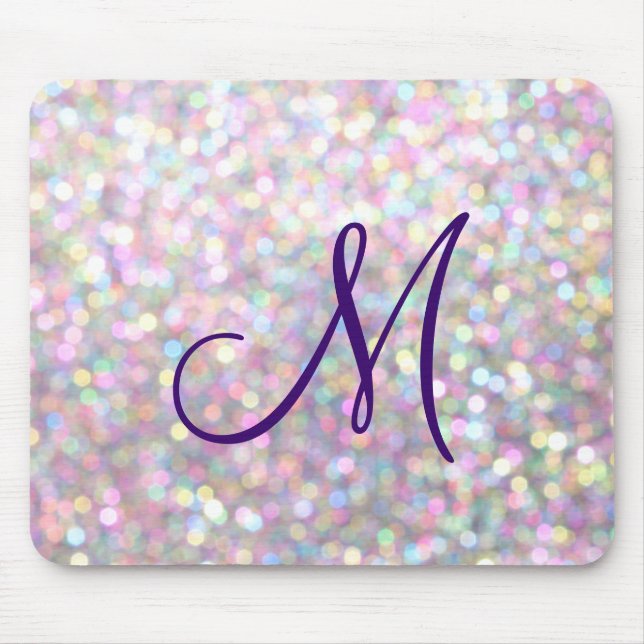 Mousepad Tapete do rato Sparkly do monograma (Frente)