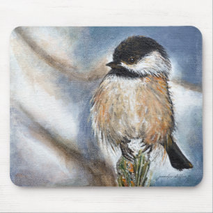 Mousepad Tapete do rato tampado preto do Chickadee