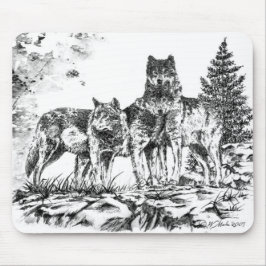 Mousepad Tapete do rato - três Wolfs a ilustração