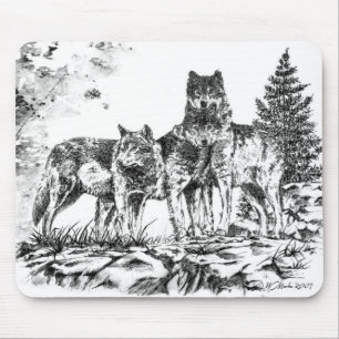 Mousepad Tapete do rato - três Wolfs a ilustração