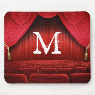 Mousepad Tapete do rato vermelho da inicial do monograma do