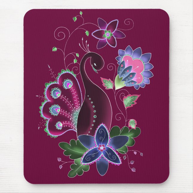 Mousepad Tapete do rato violeta do pavão (Frente)