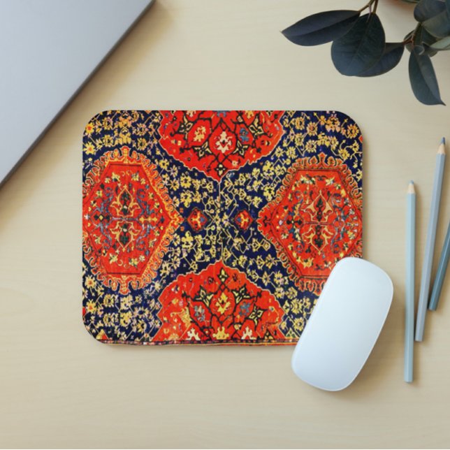 Mousepad tapete oriental em laranja azul e brilhante (Criador carregado)