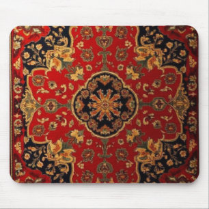 Mousepad Tapete Persa Vermelho Dourado Vintage Kashan