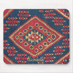 Mousepad Tapete Turco Kilim Antigo Vermelho Azul