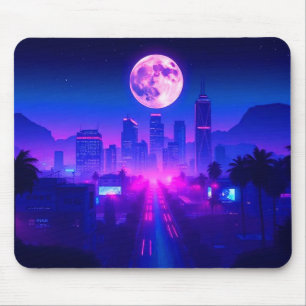 Mousepad Tapis de mesa de jogos Neon City Synthwave Sunset