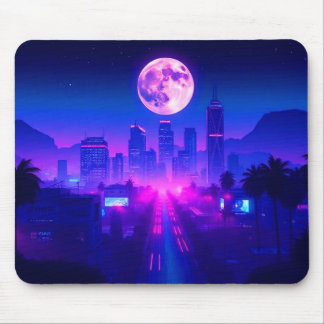 Mousepad Tapis de mesa de jogos Neon City Synthwave Sunset