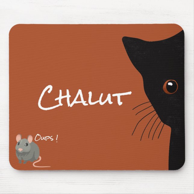 Mousepad Tapis De Souris chat noir et souris (Frente)