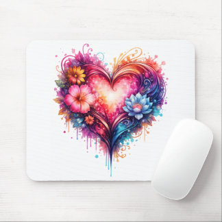 Mousepad Tapis de souris cœur artistique coloré
