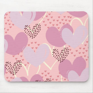 Mousepad Tapis de souris coeurs rosa bonbon, rouge, beige