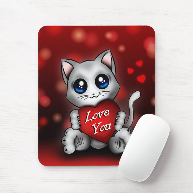 Mousepad Tapis De Souris Le chaton t'aime (Com mouse)