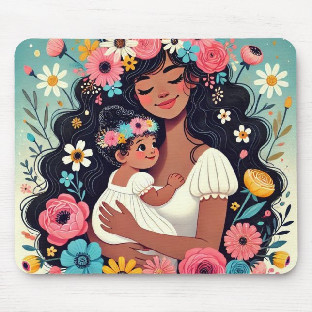 Mousepad Tapis de souris maman et bebe fille (Frente)