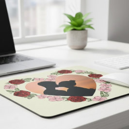 Mousepad Tapis de Souris Photo Personnalisée – Cœur Floral
