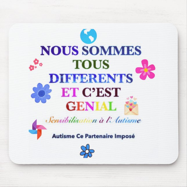 Mousepad Tapis de souris sensibilisation à l'autisme (Frente)