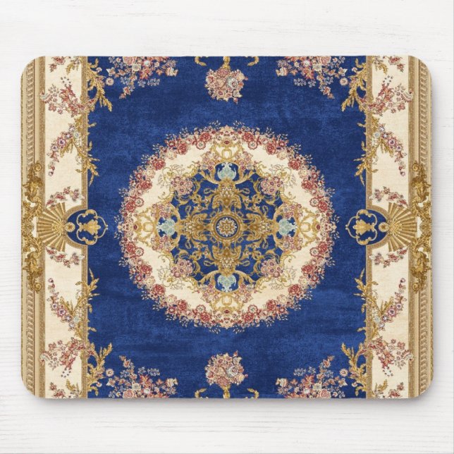 Mousepad Tapis De Yoga motif bleu et doré (Frente)