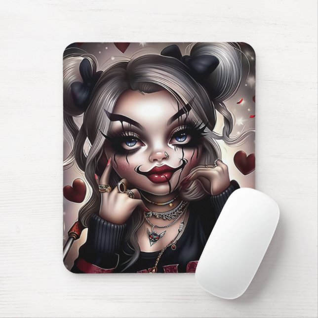 Mousepad Tapis Sourie Woman with Clown Makeup (Com mouse)