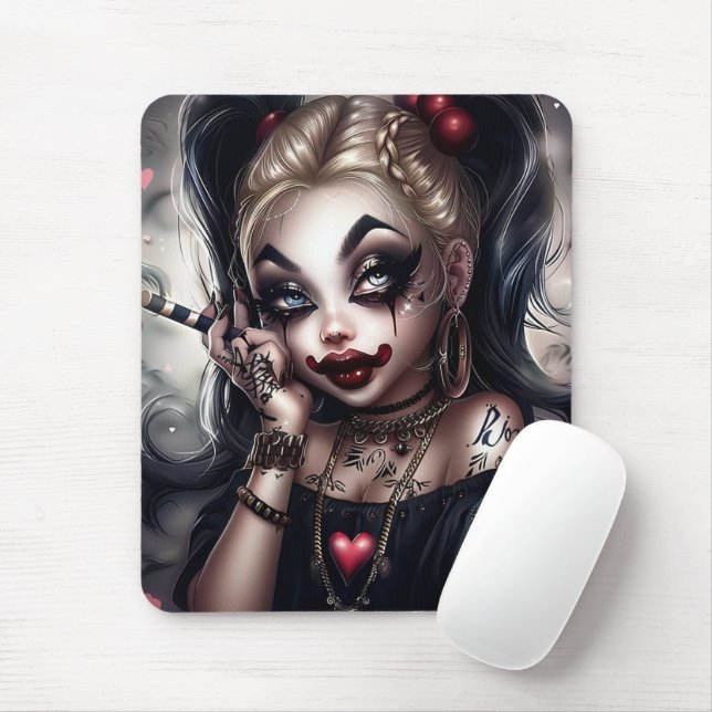Mousepad Tapis Sourie Woman with Clown Makeup 10 (Com mouse)
