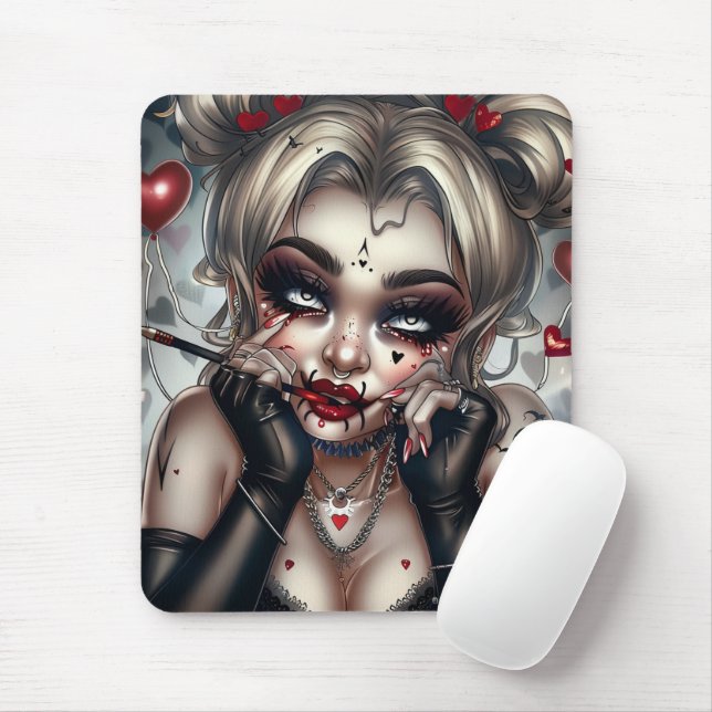 Mousepad Tapis Sourie Woman with Clown Makeup 12 (Com mouse)
