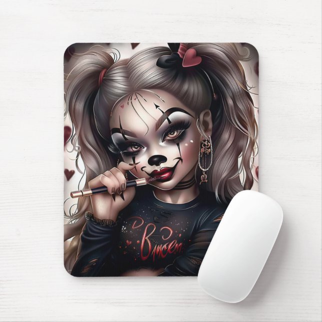 Mousepad Tapis Sourie Woman with Clown Makeup 2 (Com mouse)