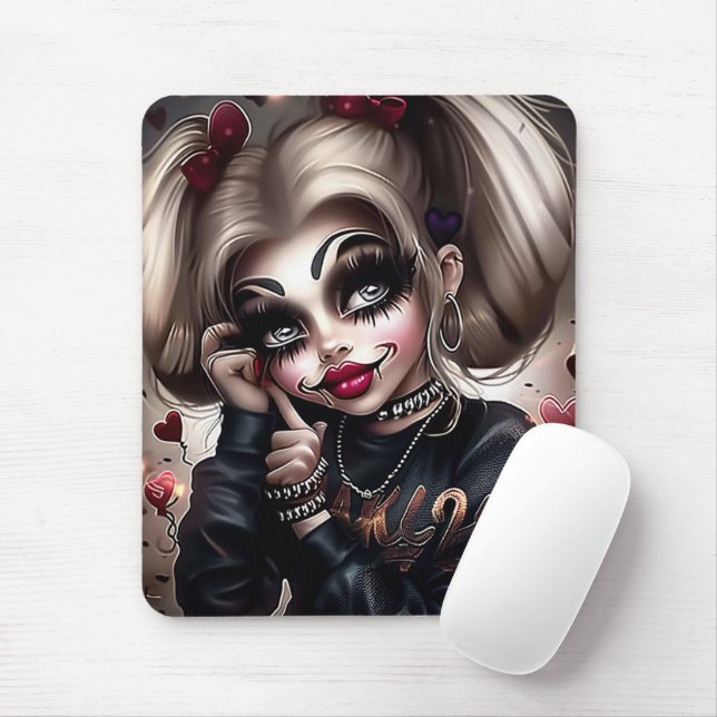 Mousepad Tapis Sourie Woman with Clown Makeup 3 (Com mouse)