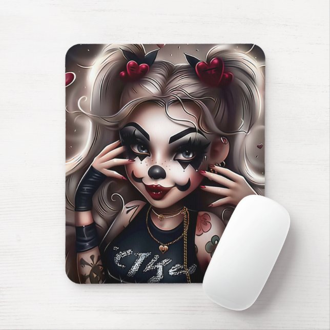 Mousepad Tapis Sourie Woman with Clown Makeup 4 (Com mouse)
