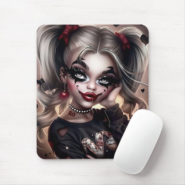 Mousepad Tapis Sourie Woman with Clown Makeup 5 (Com mouse)