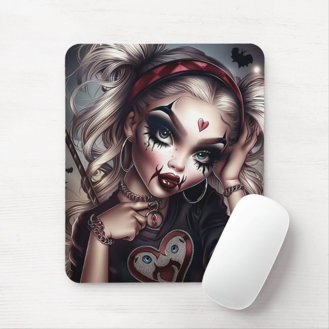 Mousepad Tapis Sourie Woman with Clown Makeup 6 (Com mouse)