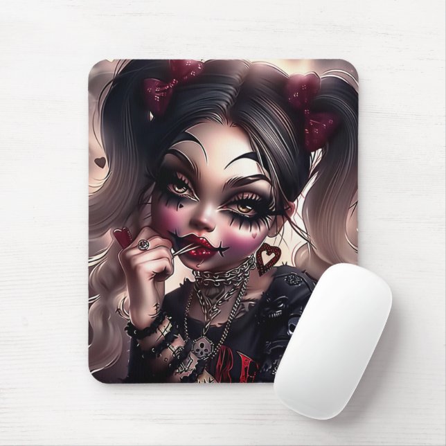 Mousepad Tapis Sourie Woman with Clown Makeup 7 (Com mouse)