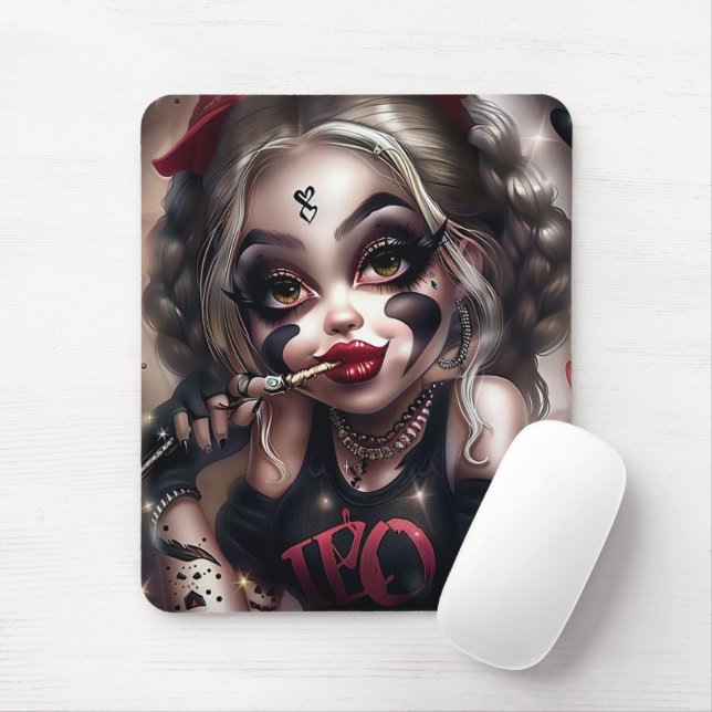 Mousepad Tapis Sourie Woman with Clown Makeup 8 (Com mouse)