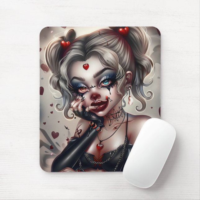 Mousepad Tapis Sourie Woman with Clown Makeup 9 (Com mouse)