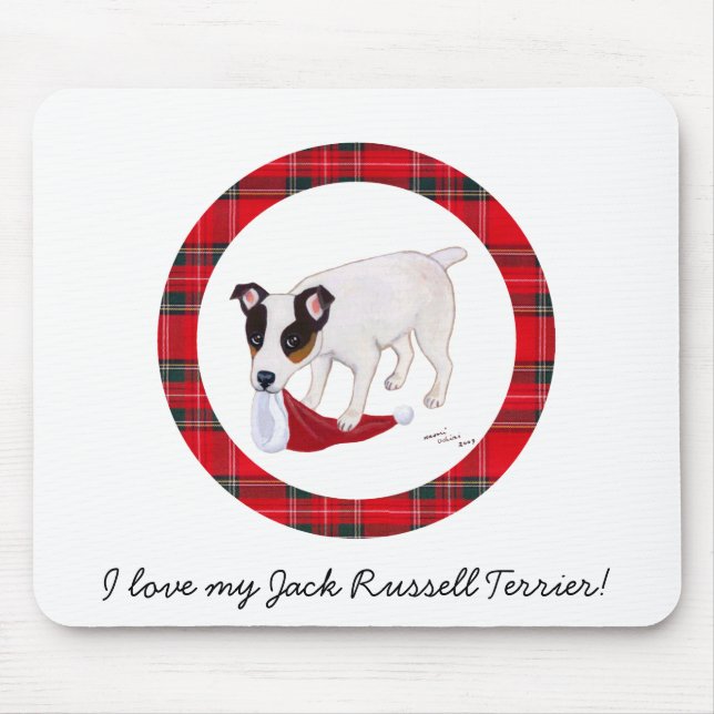 Mousepad Tartan do Natal de Jack Russell Terrier (Frente)