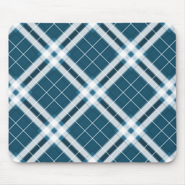 Mousepad Tartan em azul e branco (Frente)
