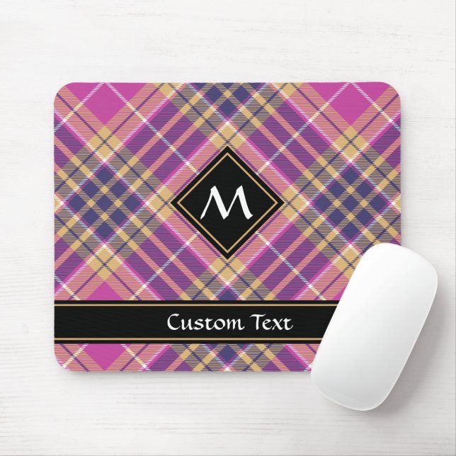 Mousepad Tartan rosa, Dourado e azul (Com mouse)