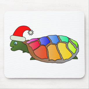 Mousepad Tartaruga arco-íris com Santa Hat