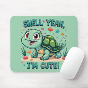 Mousepad Tartaruga Cawaii, Custa, Aestética no Oceano Pun